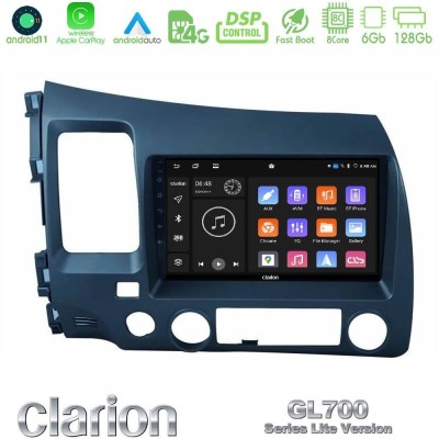 Clarion GL700 Lite Series 8Core Android11 6+128GB Honda Civic 2006-2011 Navigation Multimedia Tablet 9