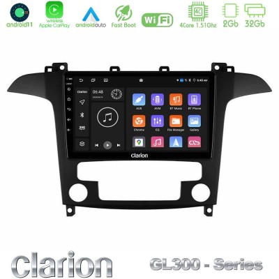 Clarion GL300 Series 4Core Android11 2+32GB Ford S-Max 2006-2012 Navigation Multimedia Tablet 9