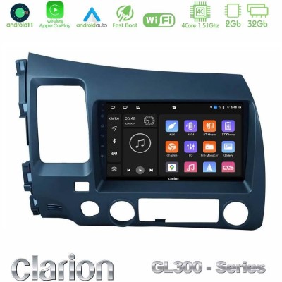 Clarion GL300 Series 4Core Android11 2+32GB Honda Civic 2006-2011 Navigation Multimedia Tablet 9