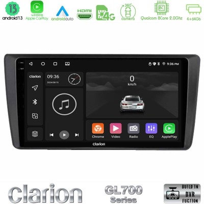 Clarion GL700 Series Skoda Octavia 2004-2012 8Core Android13 4+64GB Navigation Multimedia Tablet 9
