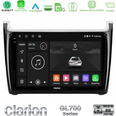 Clarion GL700 Series 8Core Android13 4+64GB Vw Polo 2014-2017 Navigation Multimedia Tablet 9
