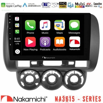 Nakamichi NA3615 Series Με Wireless Carplay & Android Auto Honda Jazz (Fit) 2002-2008 Manual A/C RHD Media Station Tablet 9