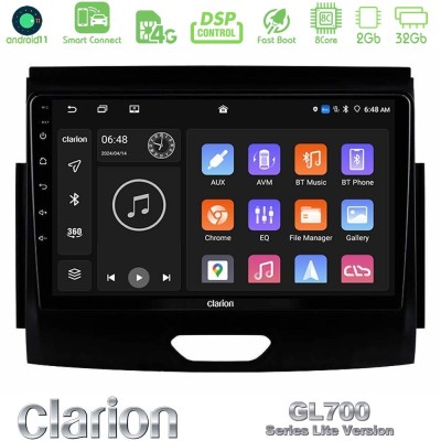 Clarion GL700 Lite Series 8Core Android11 2+32GB Ford Ranger 2017-2022 Navigation Multimedia Tablet 9