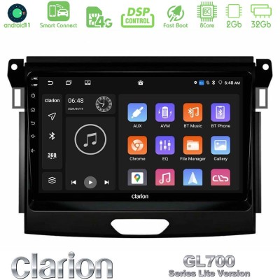 Clarion GL700 Lite Series 8Core Android11 2+32GB Ford Ranger 2017-2022 Navigation Multimedia Tablet 9