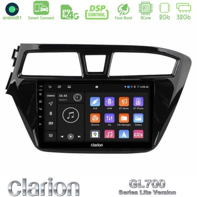 Clarion GL700 Lite Series 8Core Android11 2+32GB Hyundai i20 2014-2018 Navigation Multimedia Tablet 9