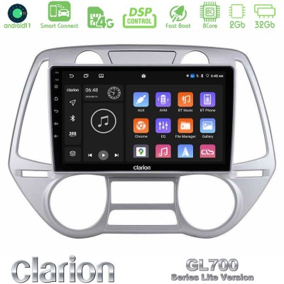 Clarion GL700 Lite Series 8Core Android11 2+32GB Hyundai i20 2009-2012 Auto A/C Navigation Multimedia Tablet 9