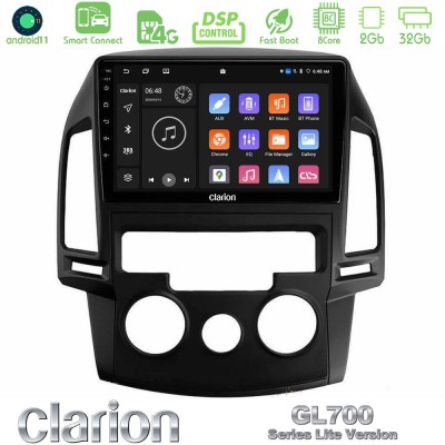 Clarion GL700 Lite Series 8Core Android11 2+32GB Hyundai i30 2007-2012 Manual A/C Navigation Multimedia Tablet 9