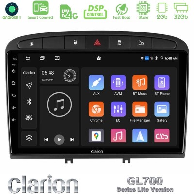 Clarion GL700 Lite Series 8Core Android11 2+32GB Peugeot 308/RCZ Navigation Multimedia Tablet 9