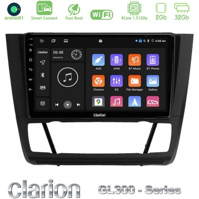 Clarion GL300 Series 4Core Android11 2+32GB BMW 1Series E81/E82/E87/E88 (AUTO A/C) Navigation Multimedia Tablet 9