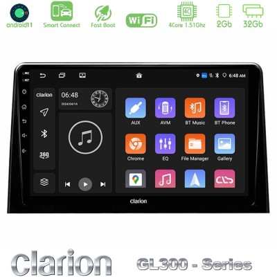 Clarion GL300 Series 4Core Android11 2+32GB Peugeot Partner / Citroen Berlingo 2020-> Navigation Multimedia Tablet 10