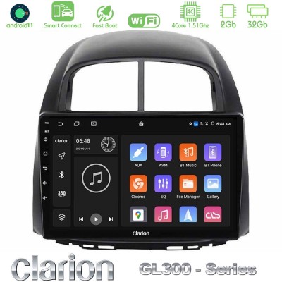 Clarion GL300 Series 4Core Android11 2+32GB Daihatsu Sirion/Subaru Justy Navigation Multimedia Tablet 10