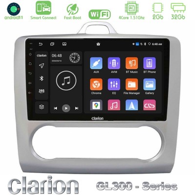 Clarion GL300 Series 4Core Android11 2+32GB Ford Focus Auto AC Navigation Multimedia Tablet 9