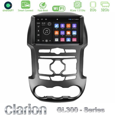 Clarion GL300 Series 4Core Android11 2+32GB Ford Ranger 2012-2016 Navigation Multimedia Tablet 9