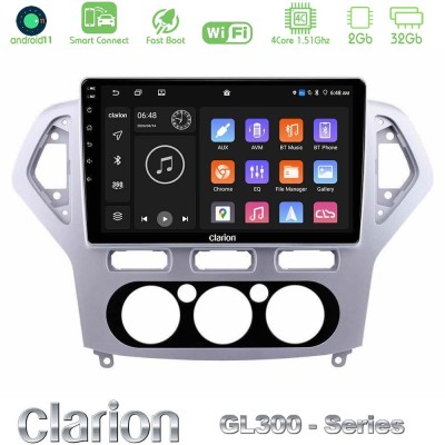 Clarion GL300 Series 4Core Android11 2+32GB Ford Mondeo 2007-2010 Manual A/C Navigation Multimedia Tablet 10