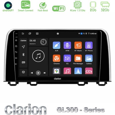 Clarion GL300 Series 4Core Android11 2+32GB Honda CR-V 2019-> Navigation Multimedia Tablet 10
