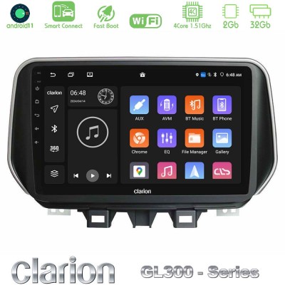 Clarion GL300 Series 4Core Android11 2+32GB Hyundai Tucson 2019-> Navigation Multimedia Tablet 9