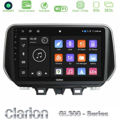 Clarion GL300 Series 4Core Android11 2+32GB Hyundai ix35 Navigation Multimedia Tablet 10