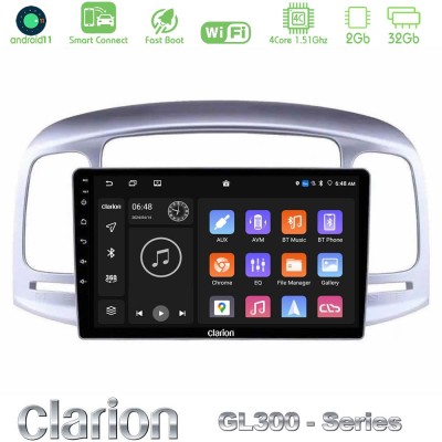 Clarion GL300 Series 4Core Android11 2+32GB Hyundai Accent 2006-2011 Navigation Multimedia Tablet 9