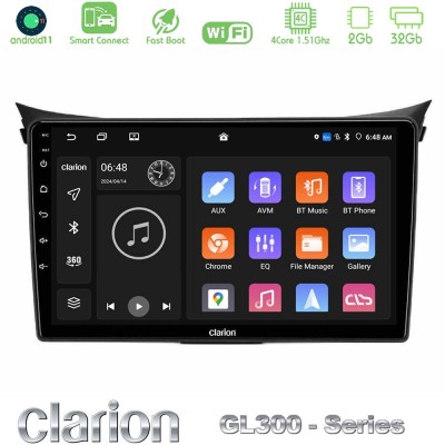 Clarion GL300 Series 4Core Android11 2+32GB Hyundai i30 2012-2017 Navigation Multimedia Tablet 9