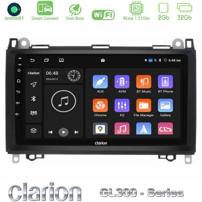 Clarion GL300 Series 4Core Android11 2+32GB Mercedes A/B/Vito/Sprinter Class Navigation Multimedia Tablet 9