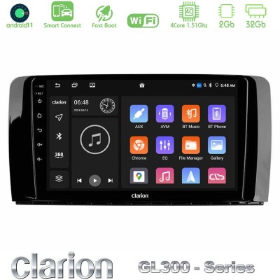Clarion GL300 Series 4Core Android11 2+32GB Mercedes R Class Navigation Multimedia Tablet 9