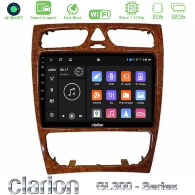 Clarion GL300 Series 4Core Android11 2+32GB Mercedes C Class (W203) Navigation Multimedia Tablet 9