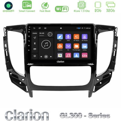 Clarion GL300 Series 4Core Android11 2+32GB Mitsubishi L200 2016-> & Fiat Fullback (Auto A/C) Navigation Multimedia Tablet 9
