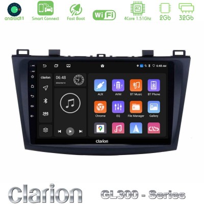 Clarion GL300 Series 4Core Android11 2+32GB Mazda 3 2009-2014 Navigation Multimedia Tablet 9