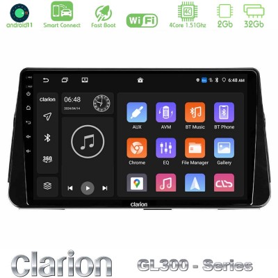 Clarion GL300 Series 4Core Android11 2+32GB Nissan Micra K14 Navigation Multimedia Tablet 9