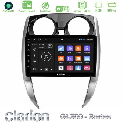 Clarion GL300 Series 4Core Android11 2+32GB Nissan Note 2013-2018 Navigation Multimedia Tablet 10