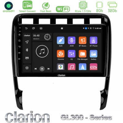 Clarion GL300 Series 4Core Android11 2+32GB Porsche Cayenne 2003-2010 Navigation Multimedia Tablet 9