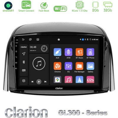 Clarion GL300 Series 4Core Android11 2+32GB Renault Koleos 2007-2015 Navigation Multimedia Tablet 9