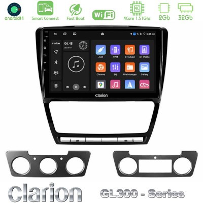 Clarion GL300 Series 4Core Android11 2+32GB Skoda Octavia 5 Navigation Multimedia Tablet 10