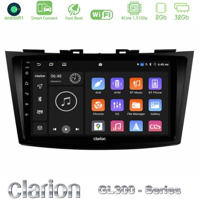 Clarion GL300 Series 4Core Android11 2+32GB Suzuki Swift 2011-2016 Navigation Multimedia Tablet 9