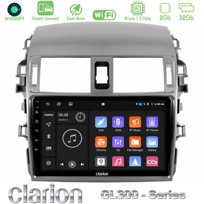 Clarion GL300 Series 4Core Android11 2+32GB Toyota Corolla 2008-2010 Navigation Multimedia Tablet 9