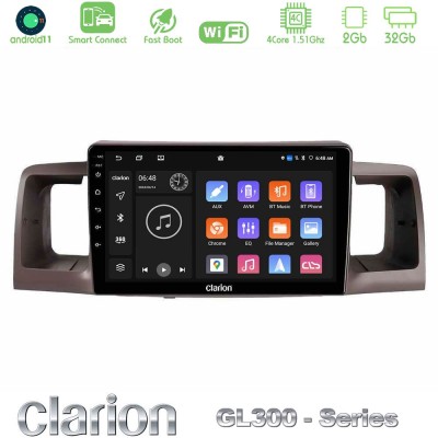Clarion GL300 Series 4Core Android11 2+32GB Toyota Corolla 2002-2006 Navigation Multimedia Tablet 9