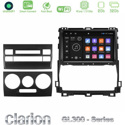 Clarion GL300 Series 4Core Android11 2+32GB Toyota Land Cruiser J120 2002-2009 Navigation Multimedia Tablet 9