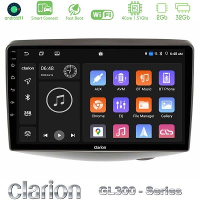 Clarion GL300 Series 4Core Android11 2+32GB Toyota Yaris 1999 - 2006 Navigation Multimedia Tablet 9