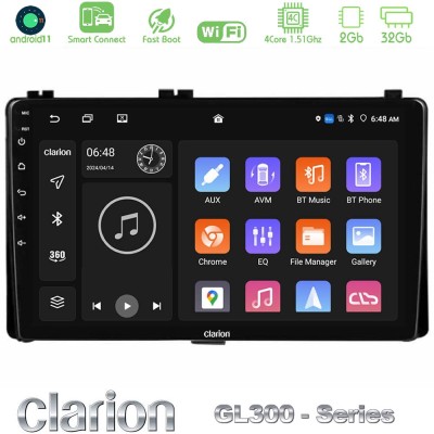 Clarion GL300 Series 4Core Android11 2+32GB Toyota Corolla/Auris 2017-2019  Navigation Multimedia Tablet 9