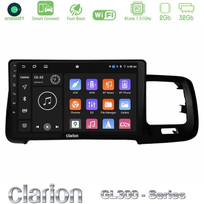 Clarion GL300 Series 4Core Android11 2+32GB Volvo S60 2010-2018 Navigation Multimedia Tablet 9