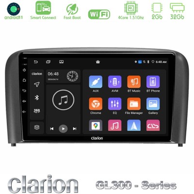 Clarion GL300 Series 4Core Android11 2+32GB Volvo S80 1998-2006 Navigation Multimedia Tablet 9