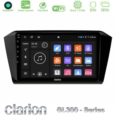 Clarion GL300 Series 4Core Android11 2+32GB VW Passat Navigation Multimedia Tablet 10