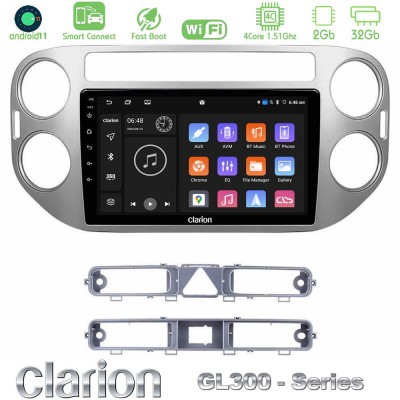 Clarion GL300 Series 4Core Android11 2+32GB VW Tiguan Navigation Multimedia Tablet 9