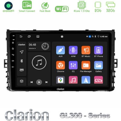 Clarion GL300 Series 4Core Android11 2+32GB VW MQB 2017-> Navigation Multimedia Tablet 9