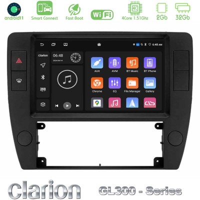 Clarion GL300 Series 4Core Android11 2+32GB VW Passat B5 2001-2005 Navigation Multimedia Tablet 9