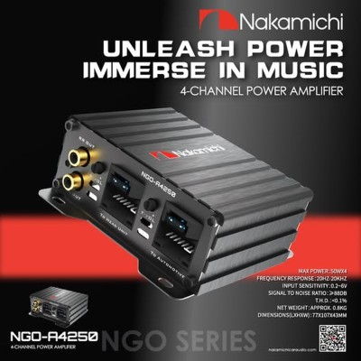 Nakamichi 4Channel Plug & Play Amplifier For Android Unit 4x50WRms @ 4Ohm NGO-A4250 (Mini Size)