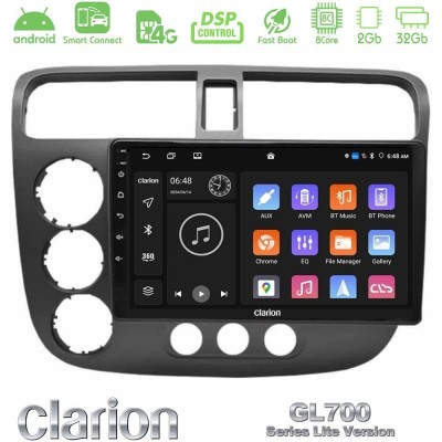 Clarion GL700 Lite Series 8Core Android ClarionOS 2+32GB Honda Civic 2001-2005 Navigation Multimedia Tablet 9