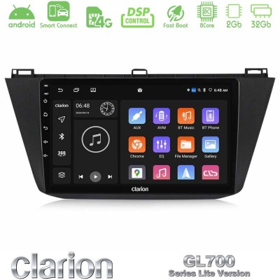 Clarion GL700 Lite Series Vw Tiguan 2016-2022 8Core Android ClarionOS 2+32GB Navigation Multimedia Tablet 10