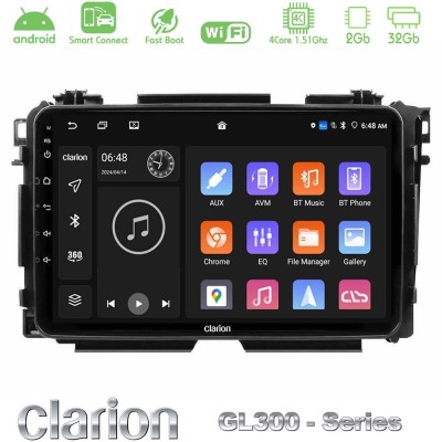 Clarion GL300 Series 4Core Android ClarionOS 2+32GB Honda HR-V Navigation Multimedia Tablet 9