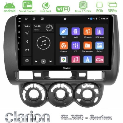 Clarion GL300 Series 4Core Android ClarionOS 2+32GB Honda Jazz 2002-2008 (Manual A/C) Navigation Multimedia Tablet 9